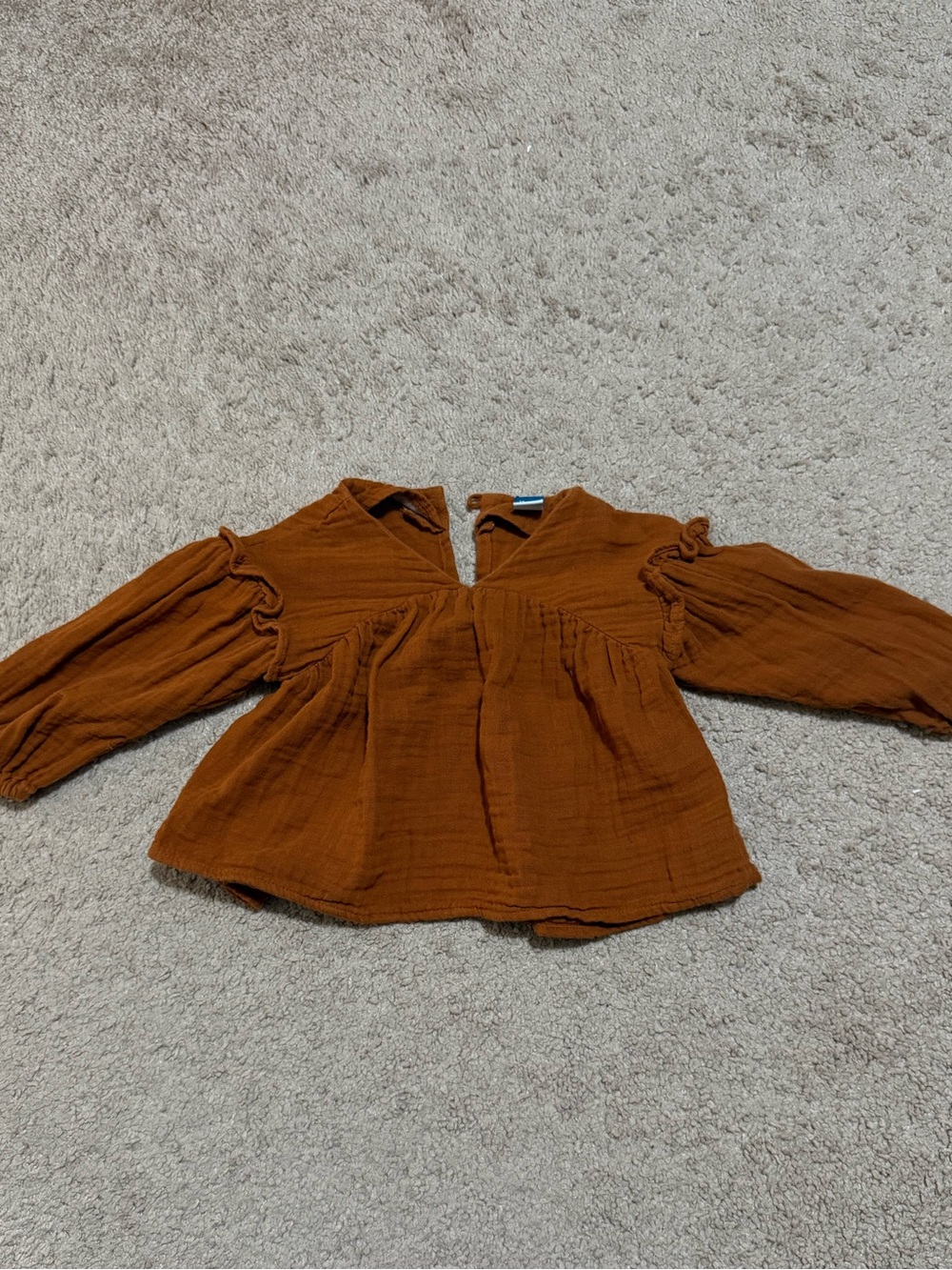 Rust Brown Blouse - Lightweight Gauze Top
